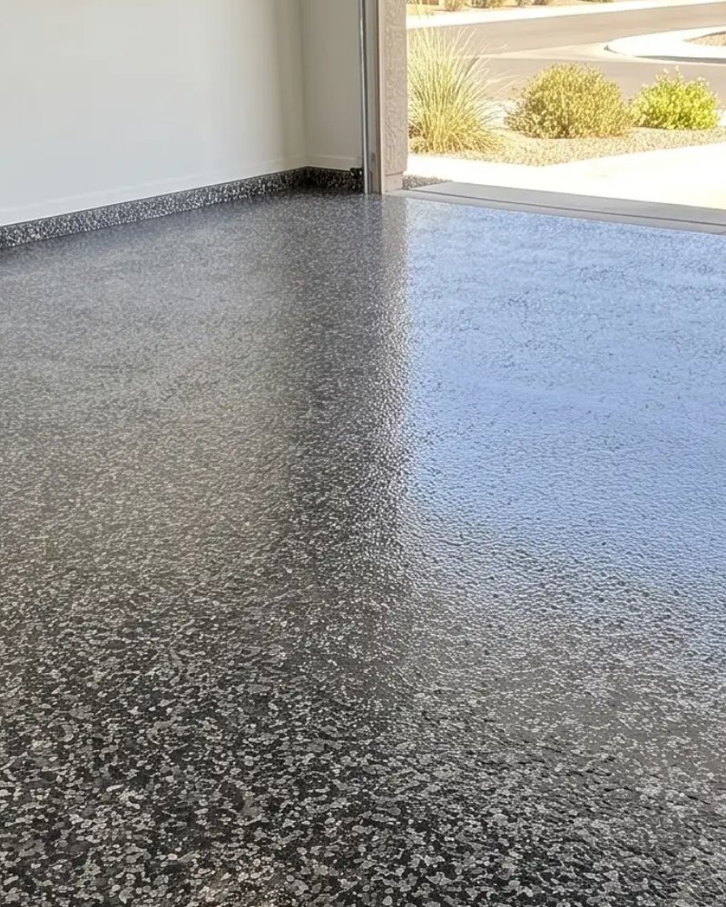 Carbon epoxy flake garage floor finish