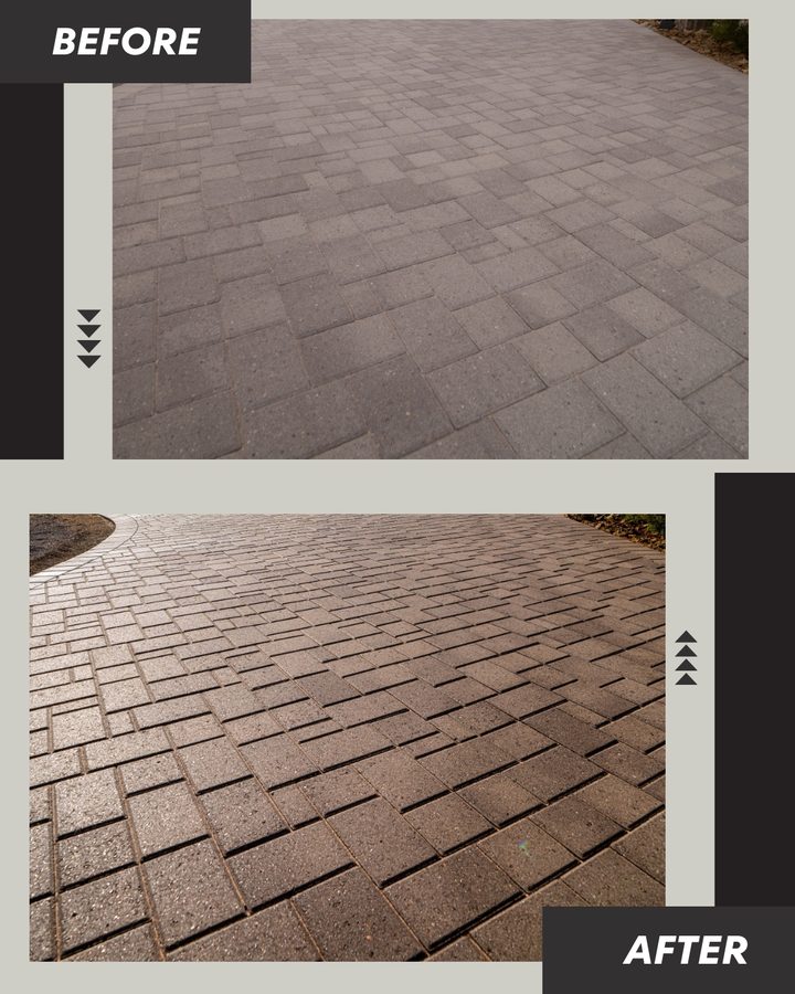 Before and after paver sealing