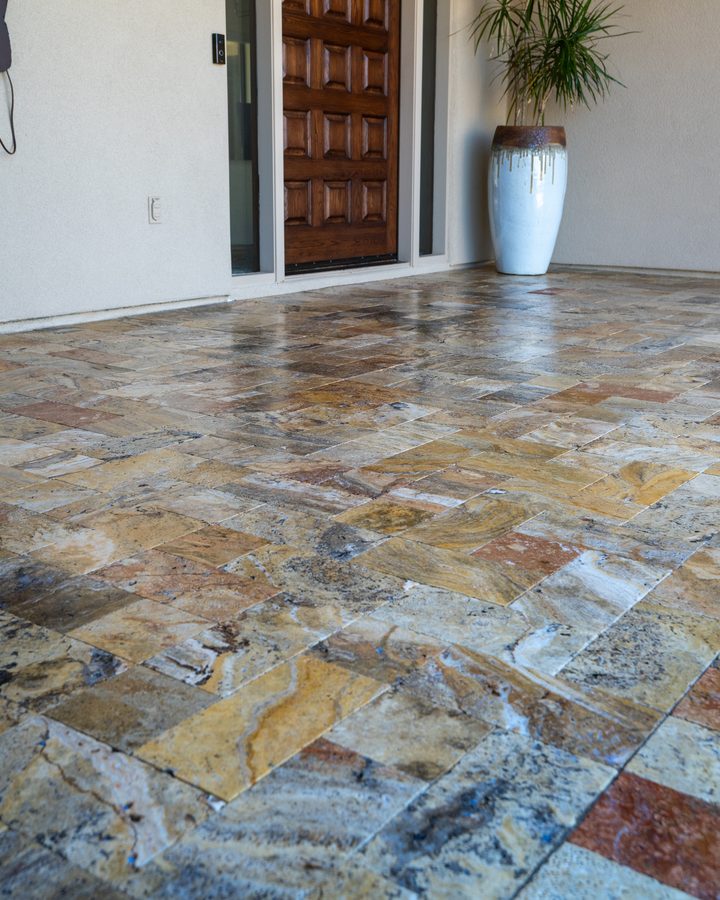 Sealed travertine patio, Phoenix Valley home