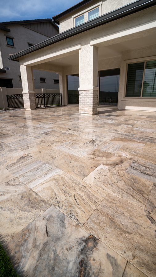 Sealed travertine pool deck