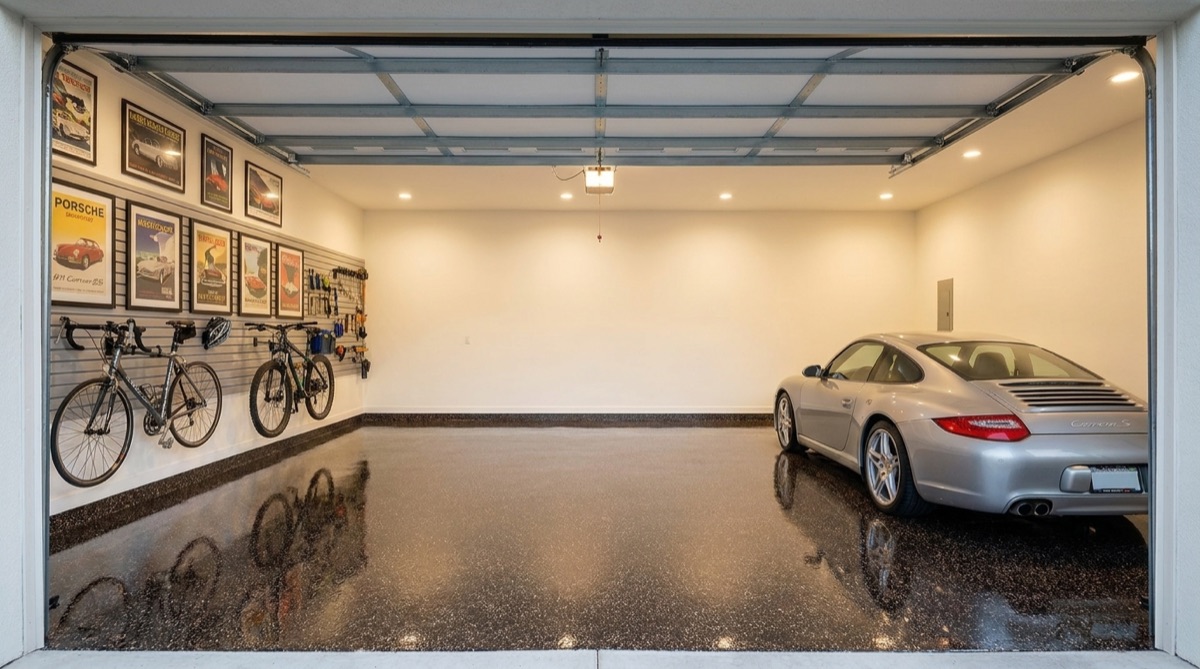 Java brown flake epoxy garage floor